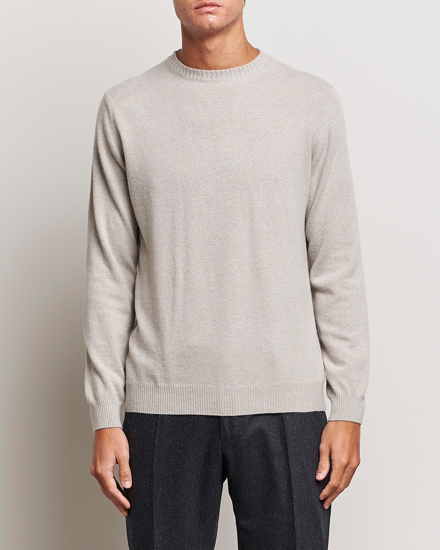 Herren | Pullover | Oscar Jacobson | Valter Wool/Cashmere Round Neck Light Beige