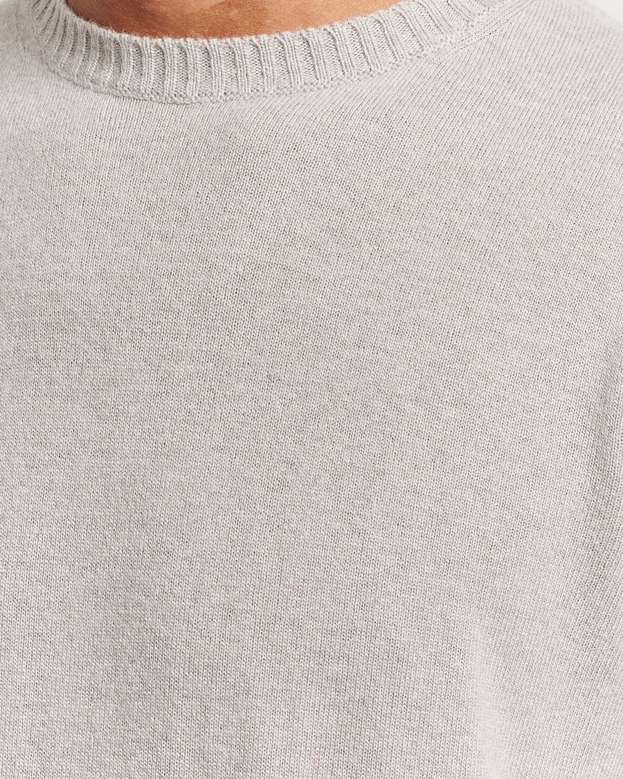 Herren | Pullover | Oscar Jacobson | Valter Wool/Cashmere Round Neck Light Beige
