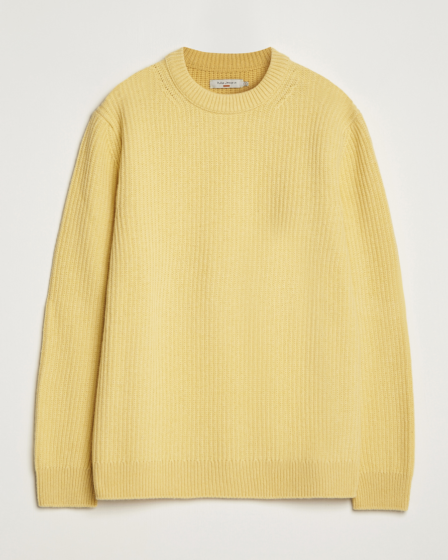 Herren | Pullover | Nudie Jeans | August Wool Rib Knitted Sweater Citra Yellow