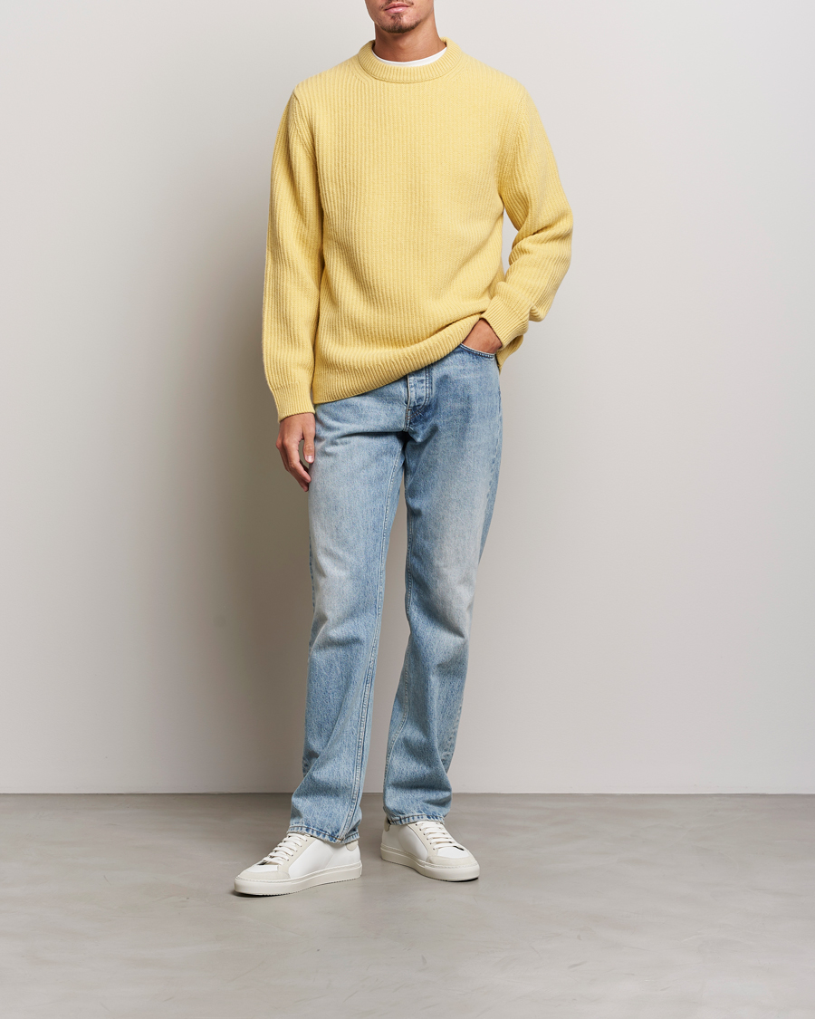 Herren | Pullover | Nudie Jeans | August Wool Rib Knitted Sweater Citra Yellow