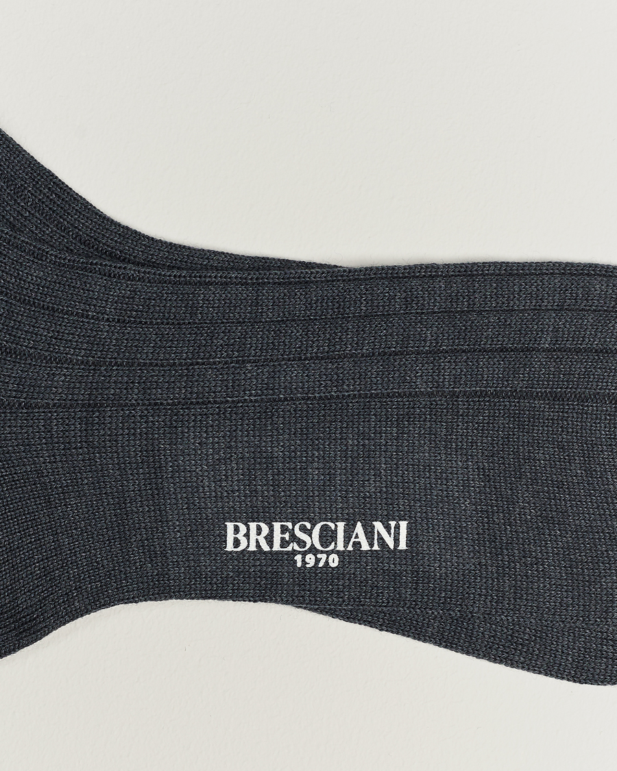 Herren |  | Bresciani | Wool/Nylon Heavy Ribbed Socks Grey Melange