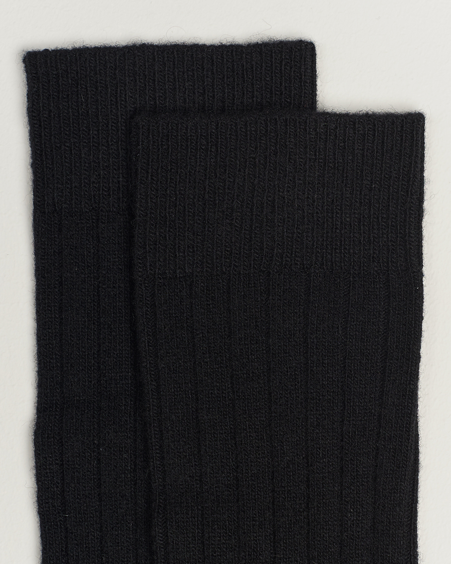 Herr |  | Bresciani | Wool/Cashmerer Ribbed Socks Black