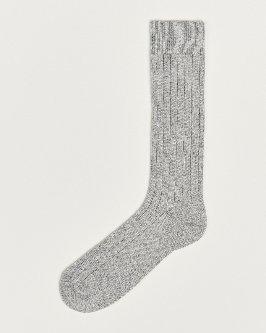 Herren | Unterwäsche | Bresciani | Wool/Cashmerer Ribbed Socks Light Grey