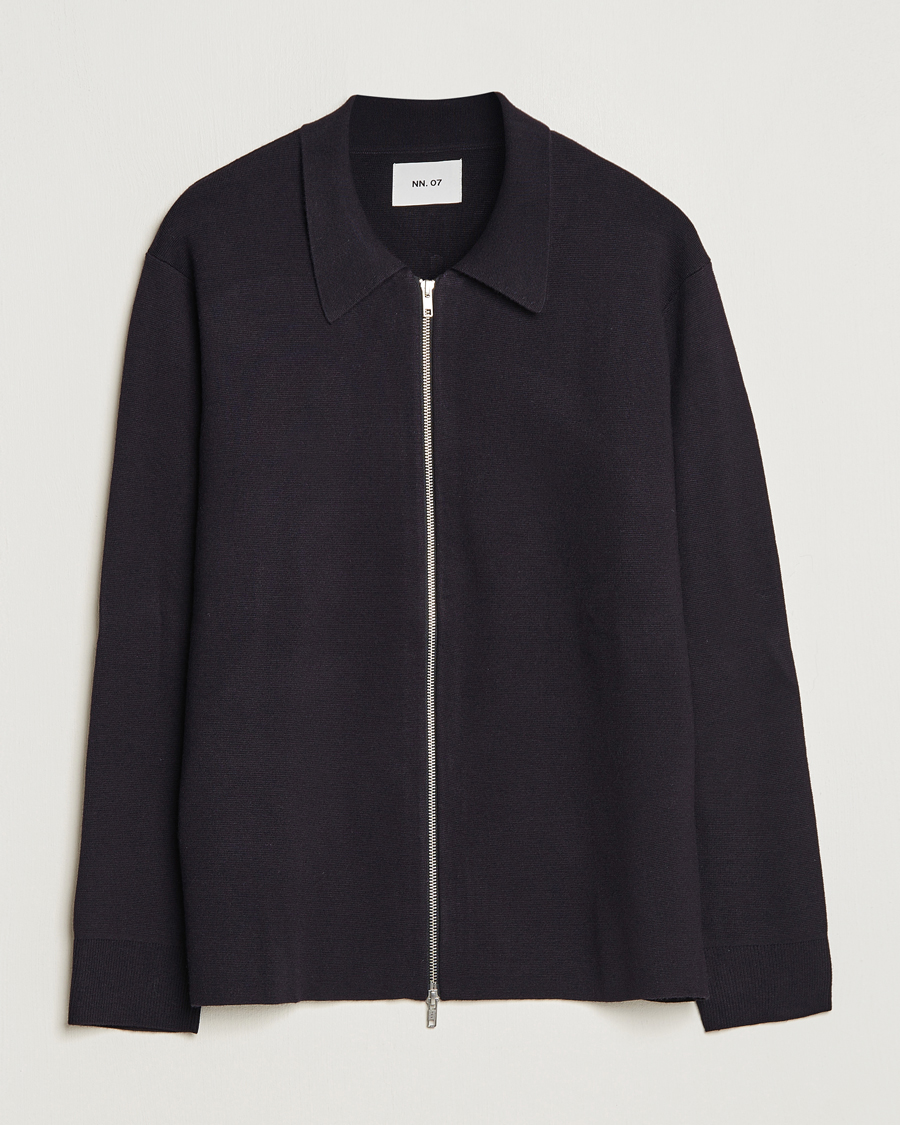 Herren | Pullover | NN07 | Harald Cotton/Modal Full Zip Navy Blue