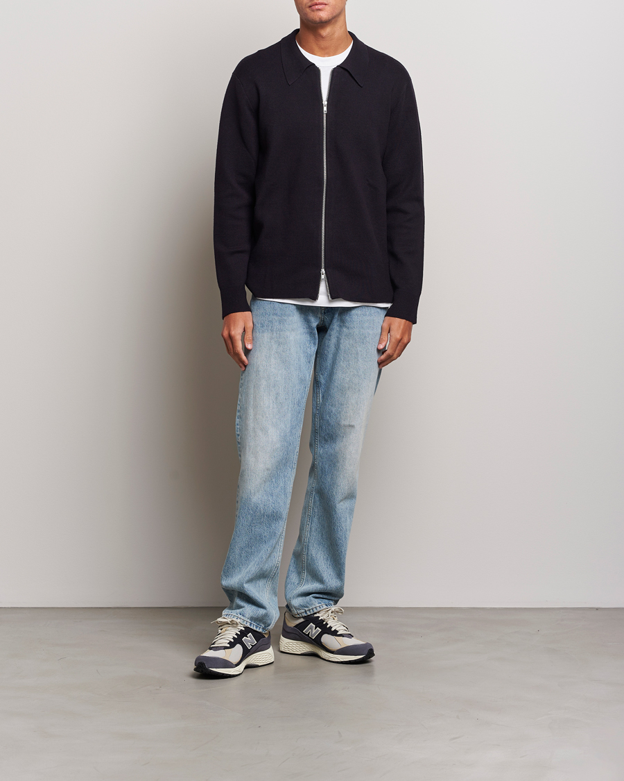 Herren | Pullover | NN07 | Harald Cotton/Modal Full Zip Navy Blue