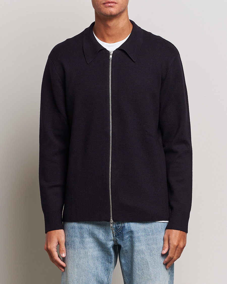 Herren | Full-zip | NN07 | Harald Cotton/Modal Full Zip Navy Blue