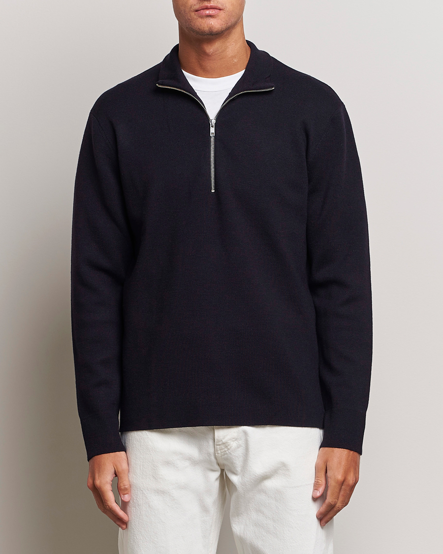 Herren | NN07 | NN07 | Harald Cotton/Modal Half Zip Navy Blue