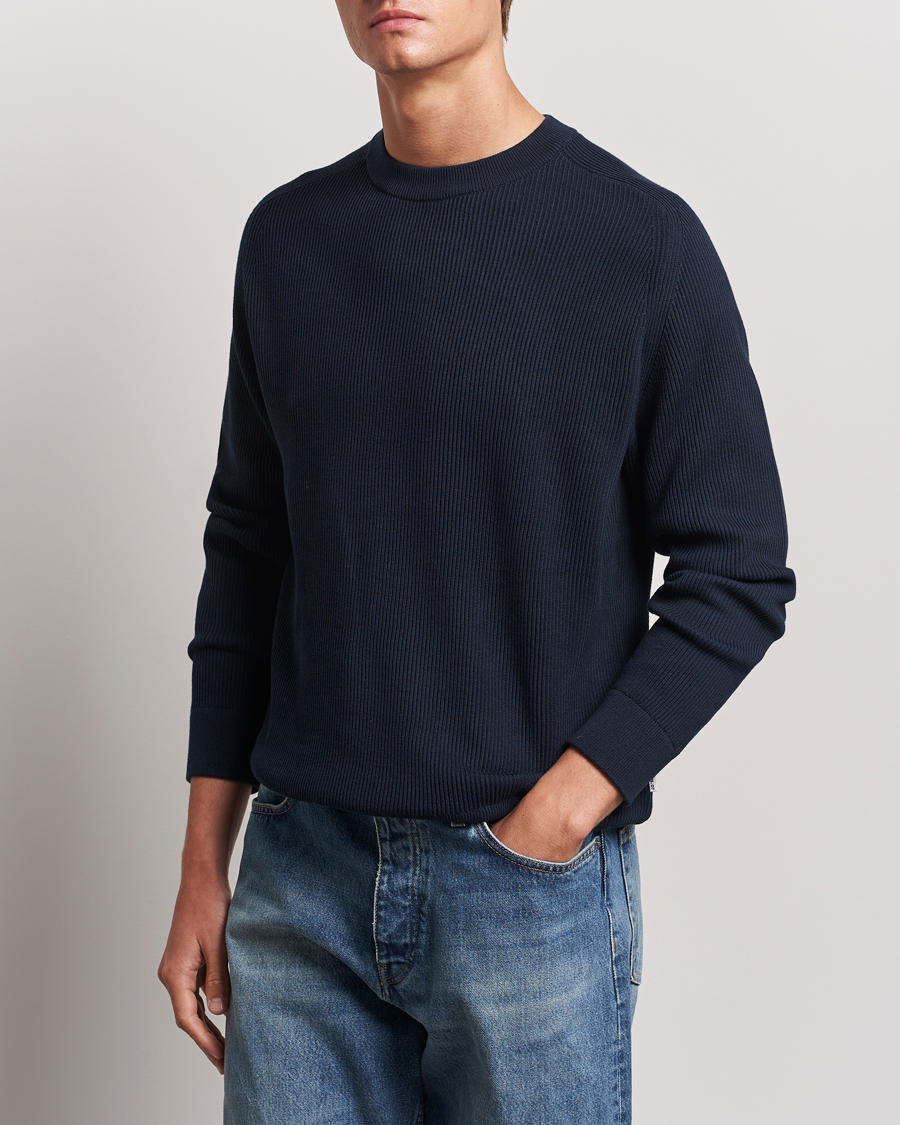 Herren | Kategorie | NN07 | Kevin Cotton Knitted Sweater Navy Blue