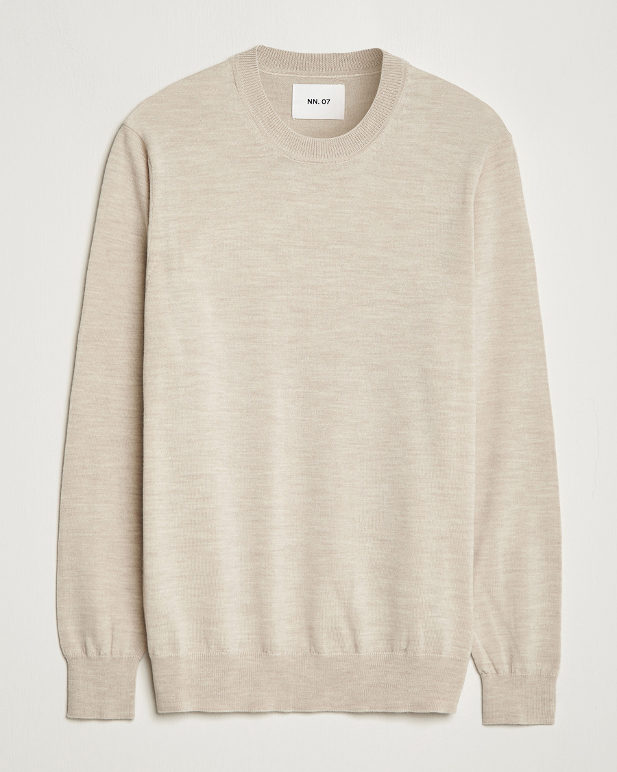 Herren | Pullover | NN07 | Ted Merino Crew Neck Pullover Light Khaki Melange