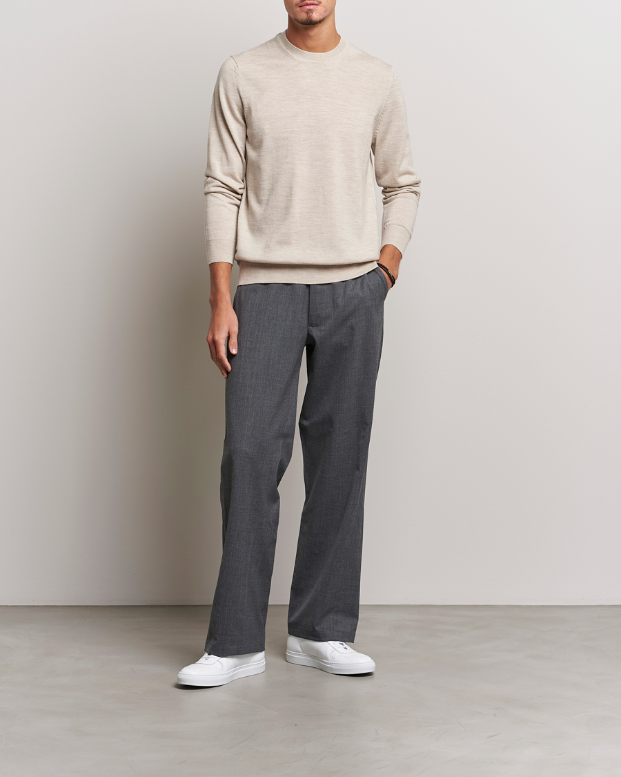 Herren | Pullover | NN07 | Ted Merino Crew Neck Pullover Light Khaki Melange