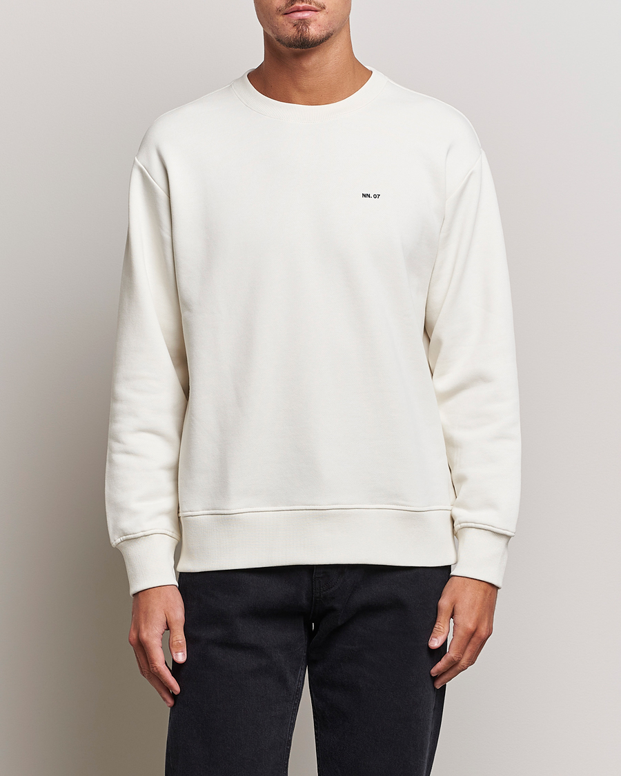 Herr | NN07 | NN07 | Briggs Logo Crew Neck Sweatshirt Off White