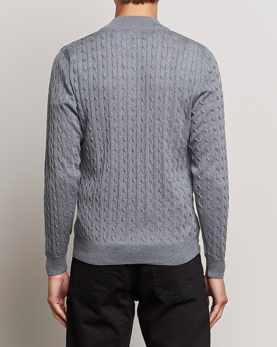 Herren | Pullover | Stenströms | Merino Cable Half Zip Grey