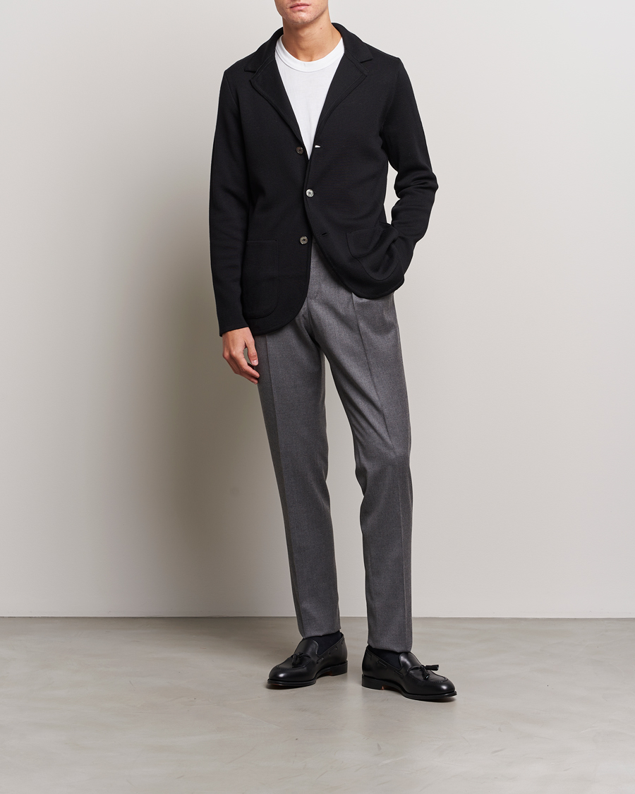 Herren | Sakkos | Stenströms | Milano Knitted Merino Blazer Black