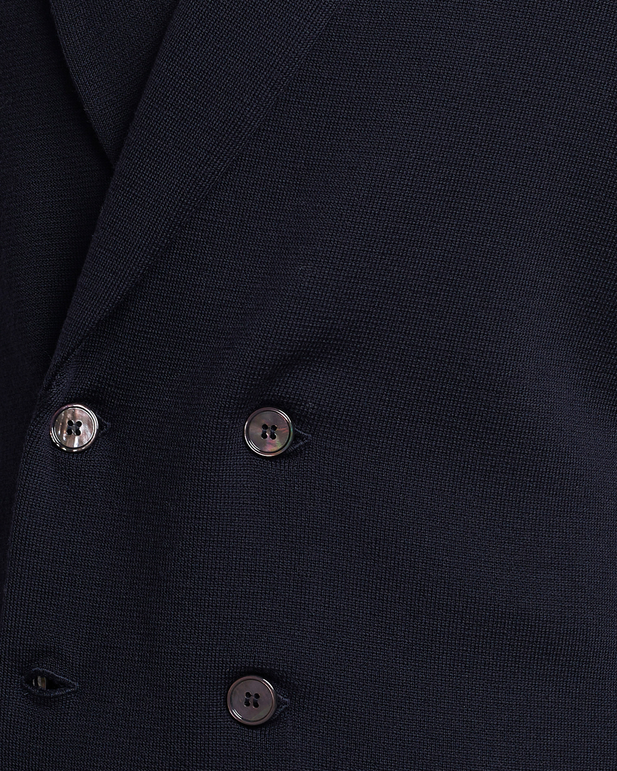 Herren | Sakkos | Stenströms | Merino Knitted Tuxedo Cardigan Navy
