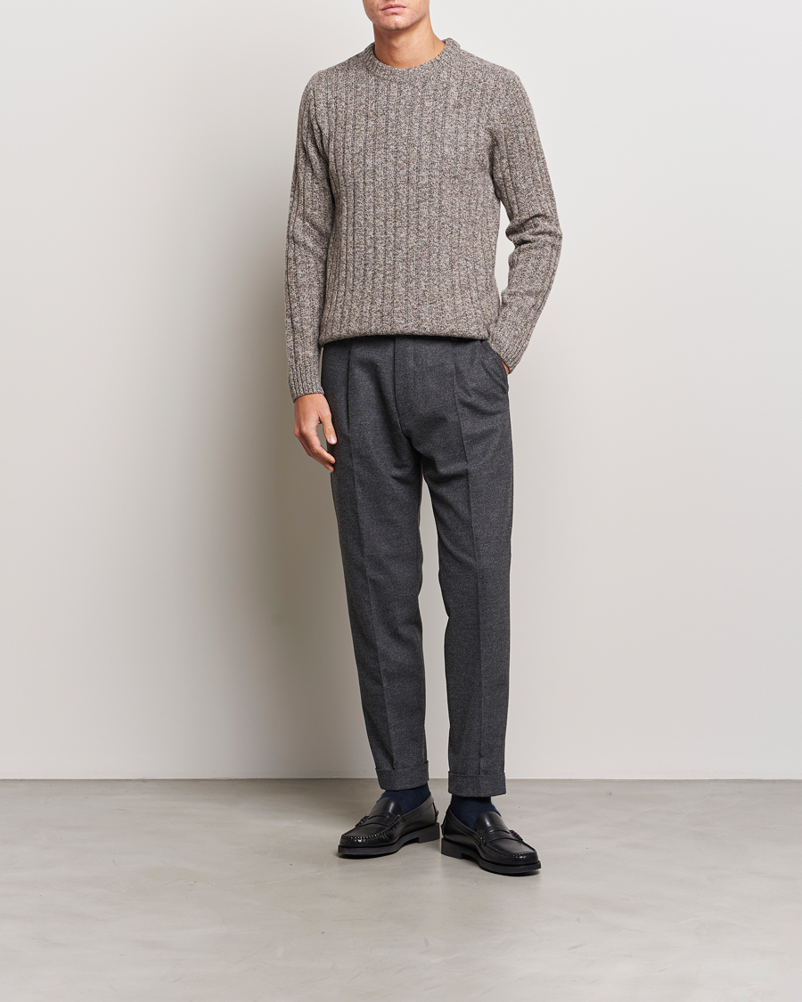 Herren | Pullover | Stenströms | Super Geelong Merino Crewneck Brown