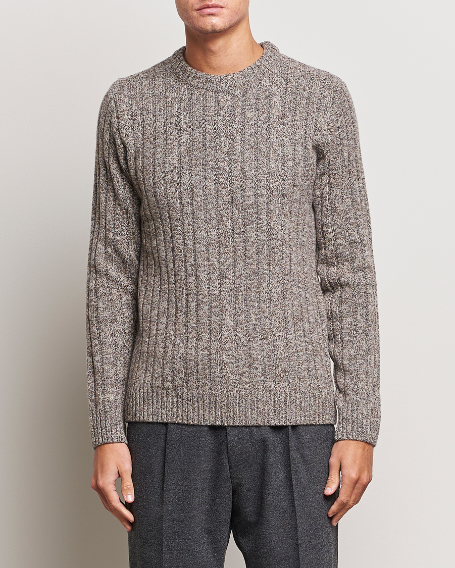 Herren | Pullover | Stenströms | Super Geelong Merino Crewneck Brown