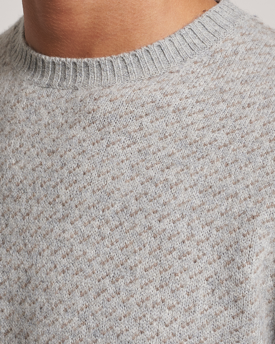 Herren | Pullover | Stenströms | Patterned Yak Merino Crewneck Grey