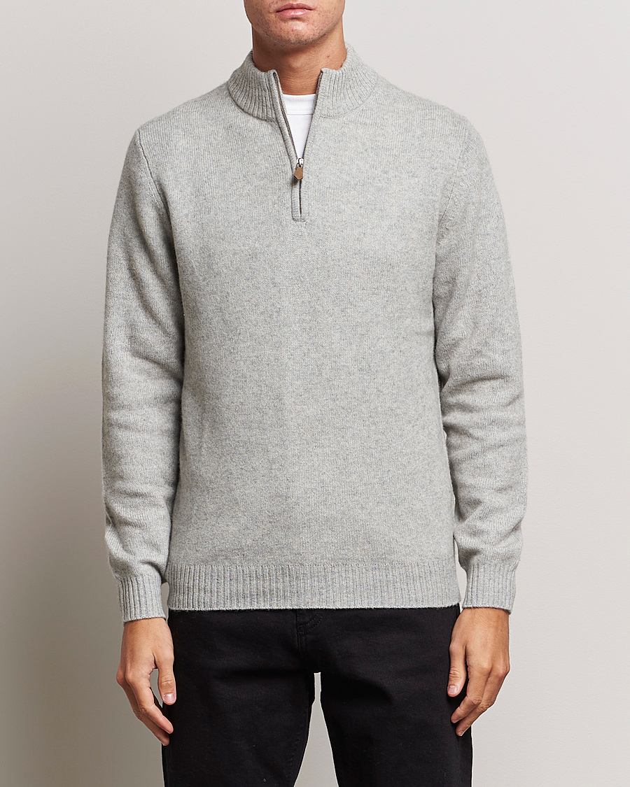 Herren | 60% sale | Stenströms | Patterned Yak Merino Half-Zip Grey