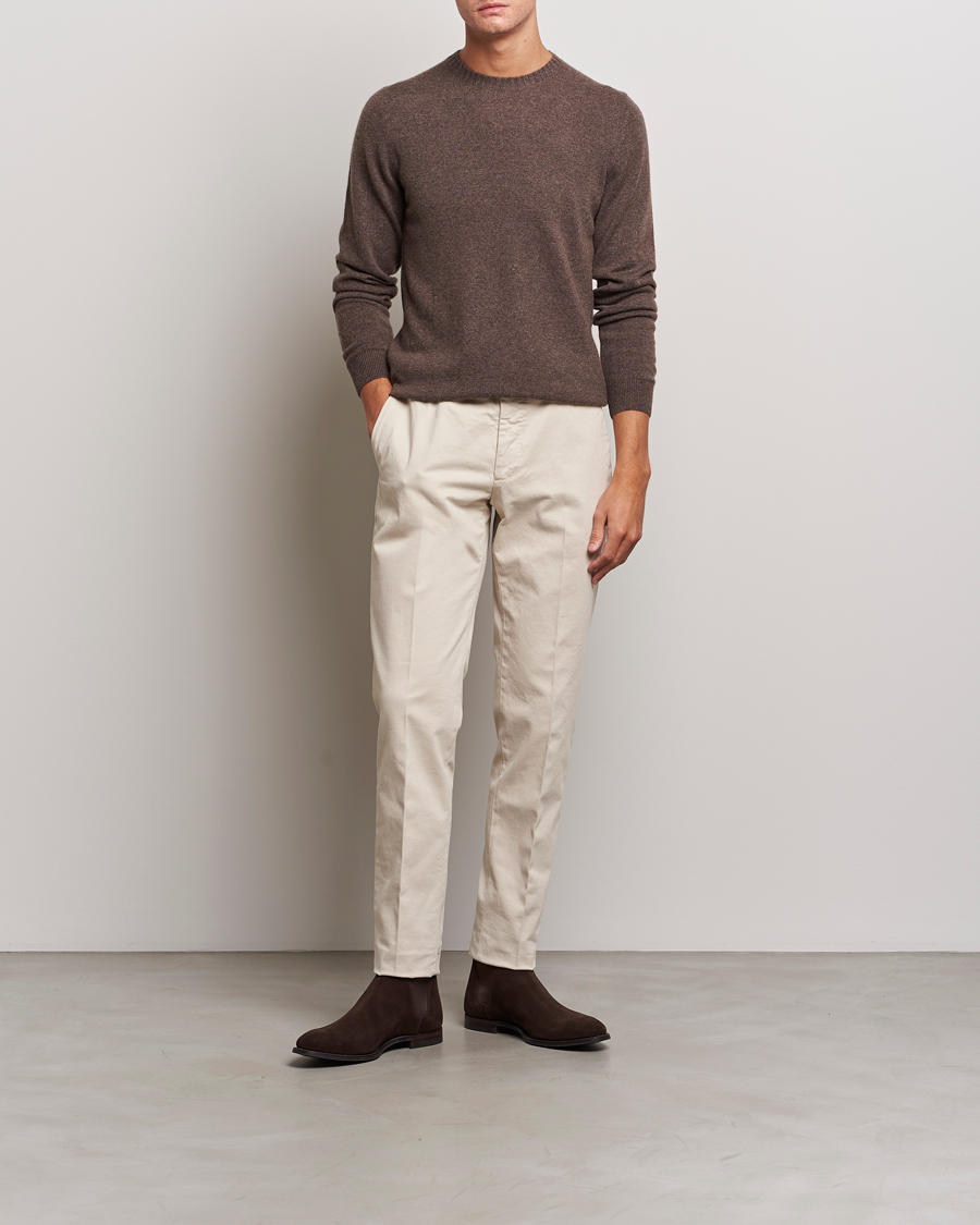 Herren | Pullover | Stenströms | Cashmere Crewneck Brown