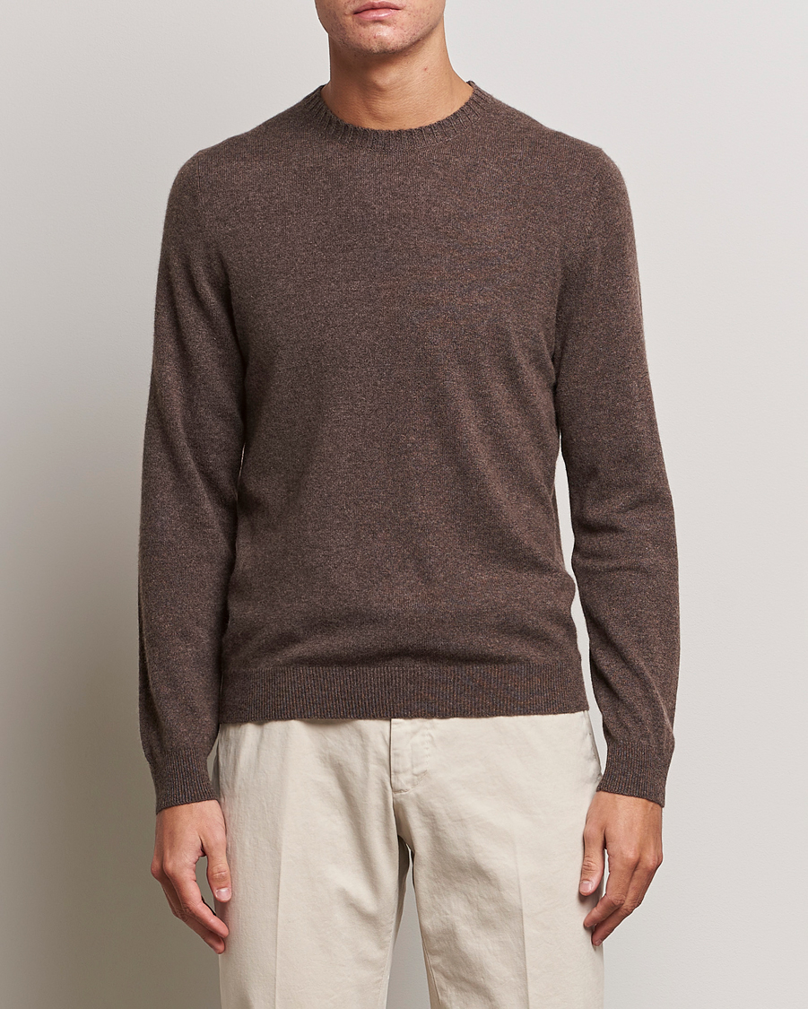 Herren | Pullover | Stenströms | Cashmere Crewneck Brown