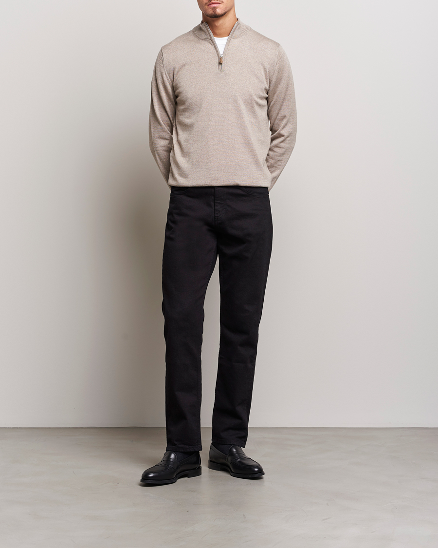 Herren | Pullover | Stenströms | Merino Half Zip Beige