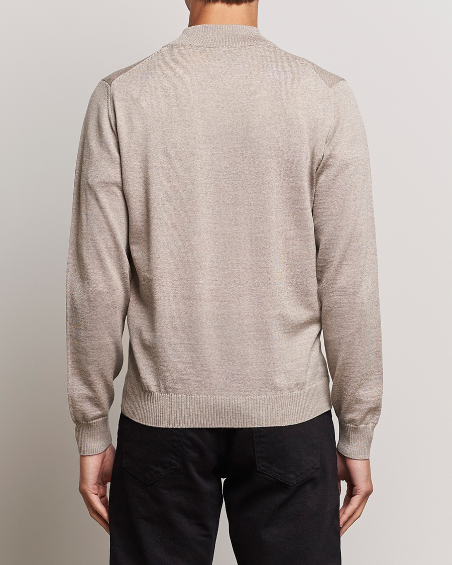 Herren | Pullover | Stenströms | Merino Half Zip Beige