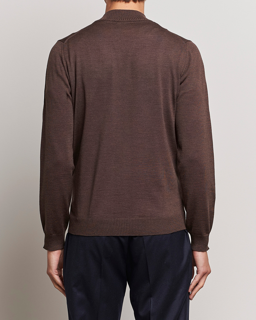 Herren | Pullover | Stenströms | Merino Full Zip Brown