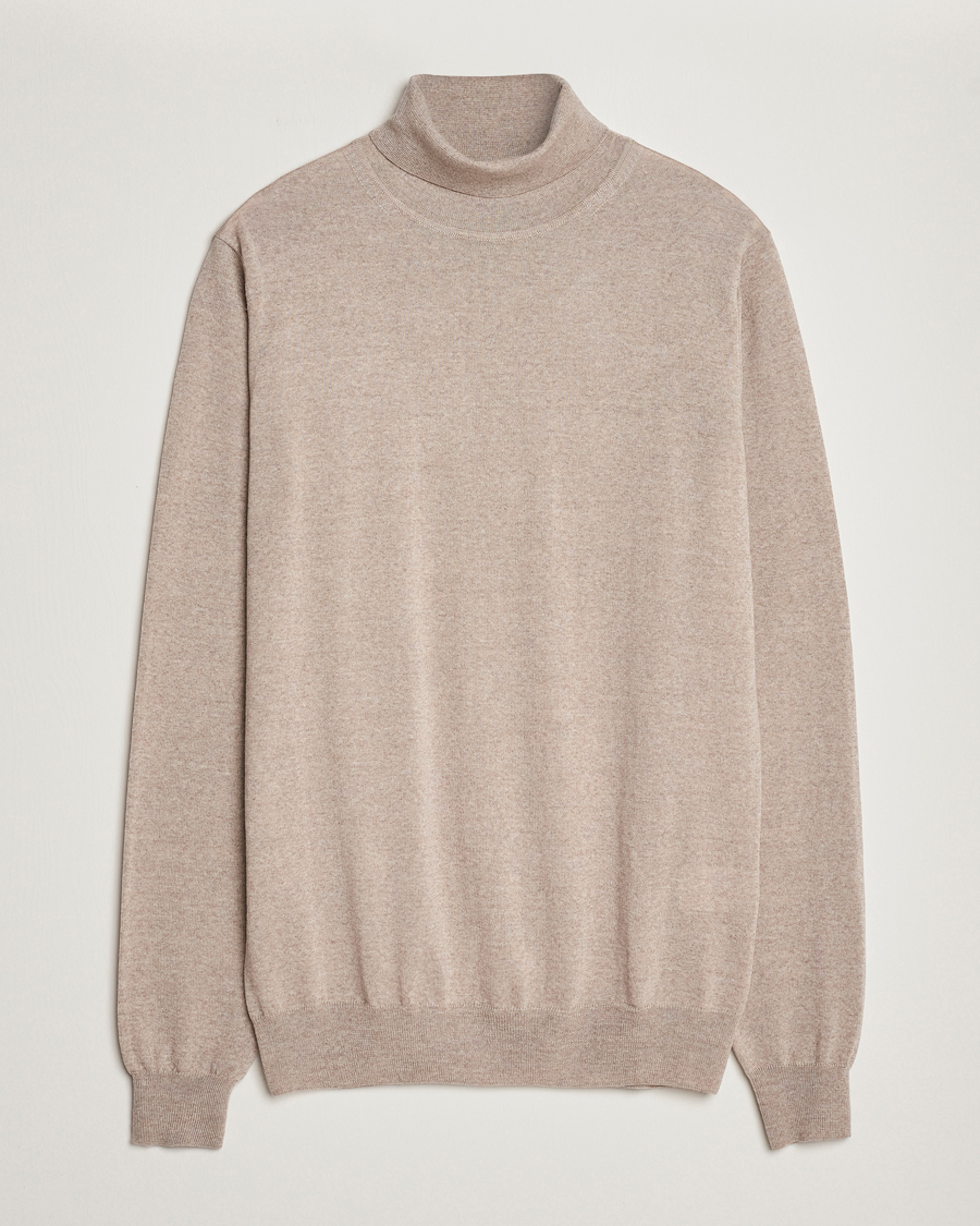 Herren | Pullover | Stenströms | Fine Merino Rollneck Beige