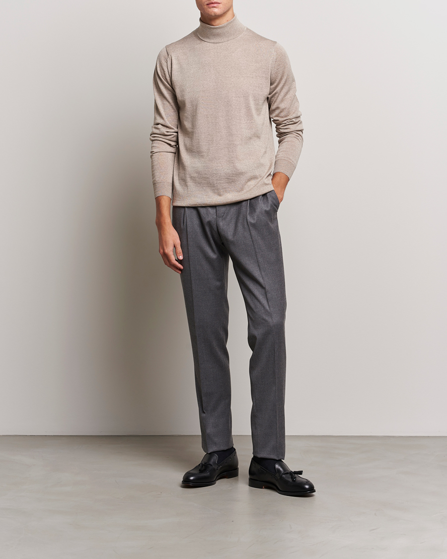 Herren | Pullover | Stenströms | Fine Merino Rollneck Beige