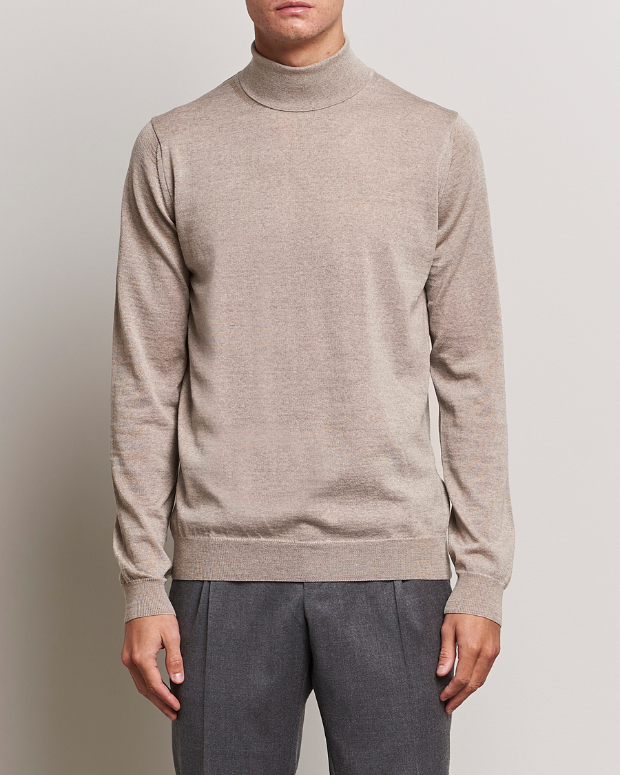 Herren | Pullover | Stenströms | Fine Merino Rollneck Beige
