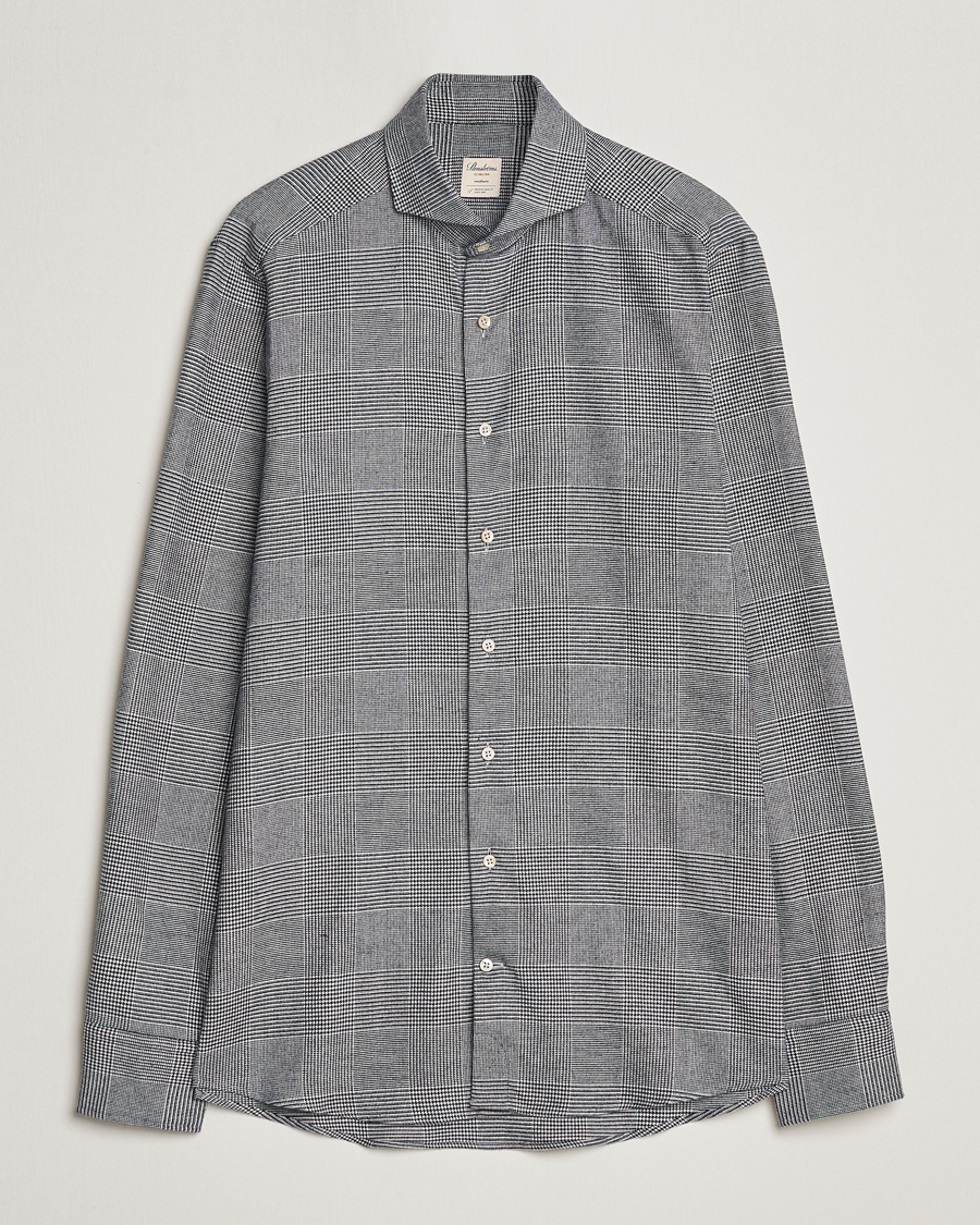 Herren | Hemden | Stenströms | Slimline Prince of Wales Check Flannel Shirt Grey
