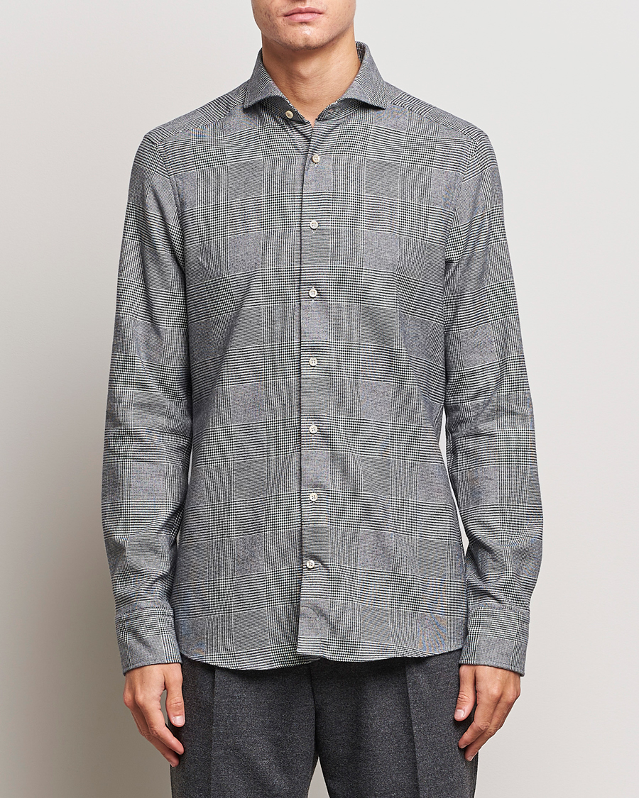 Herren | 60% sale | Stenströms | Slimline Prince of Wales Check Flannel Shirt Grey