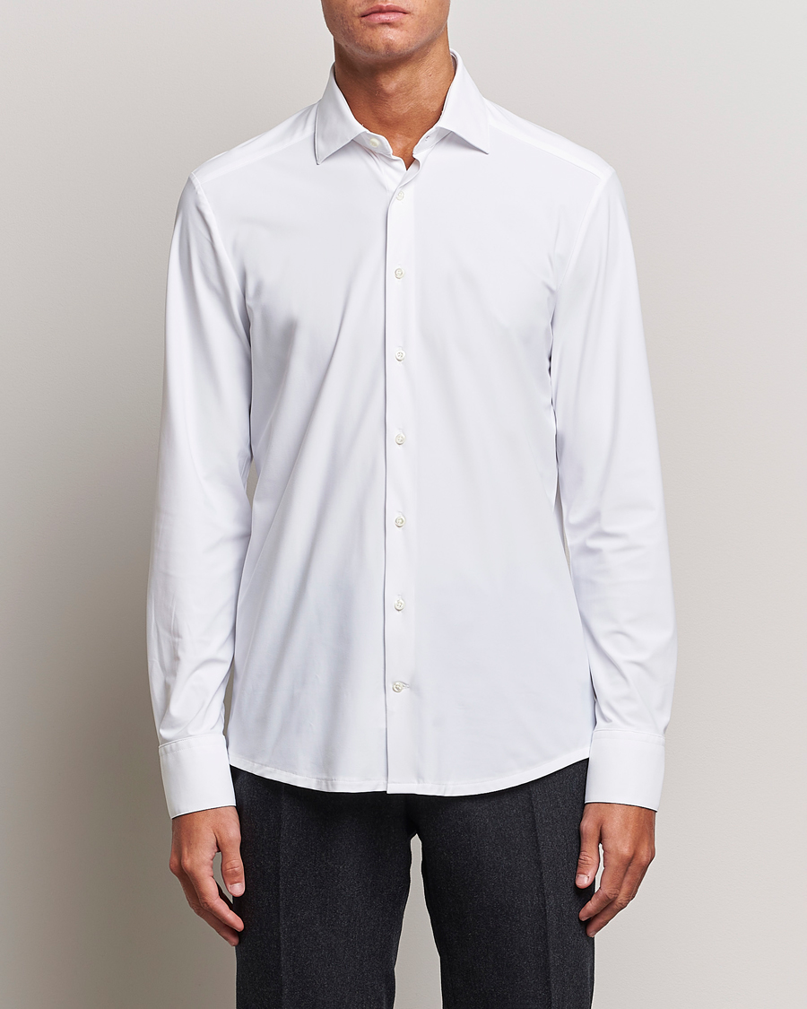 Herren | Freizeithemden | Stenströms | Slimline Cut Away 4-Way Stretch Shirt White