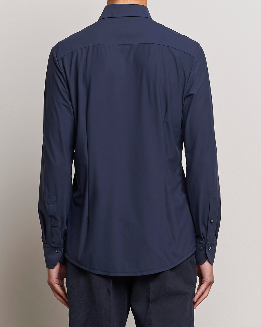 Herren | Hemden | Stenströms | Slimline Cut Away 4-Way Stretch Shirt Navy
