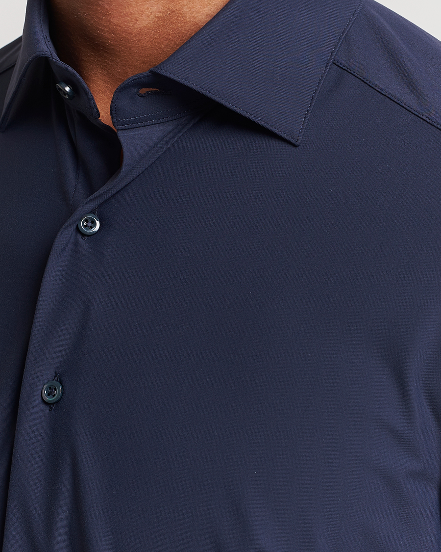 Herren | Hemden | Stenströms | Slimline Cut Away 4-Way Stretch Shirt Navy