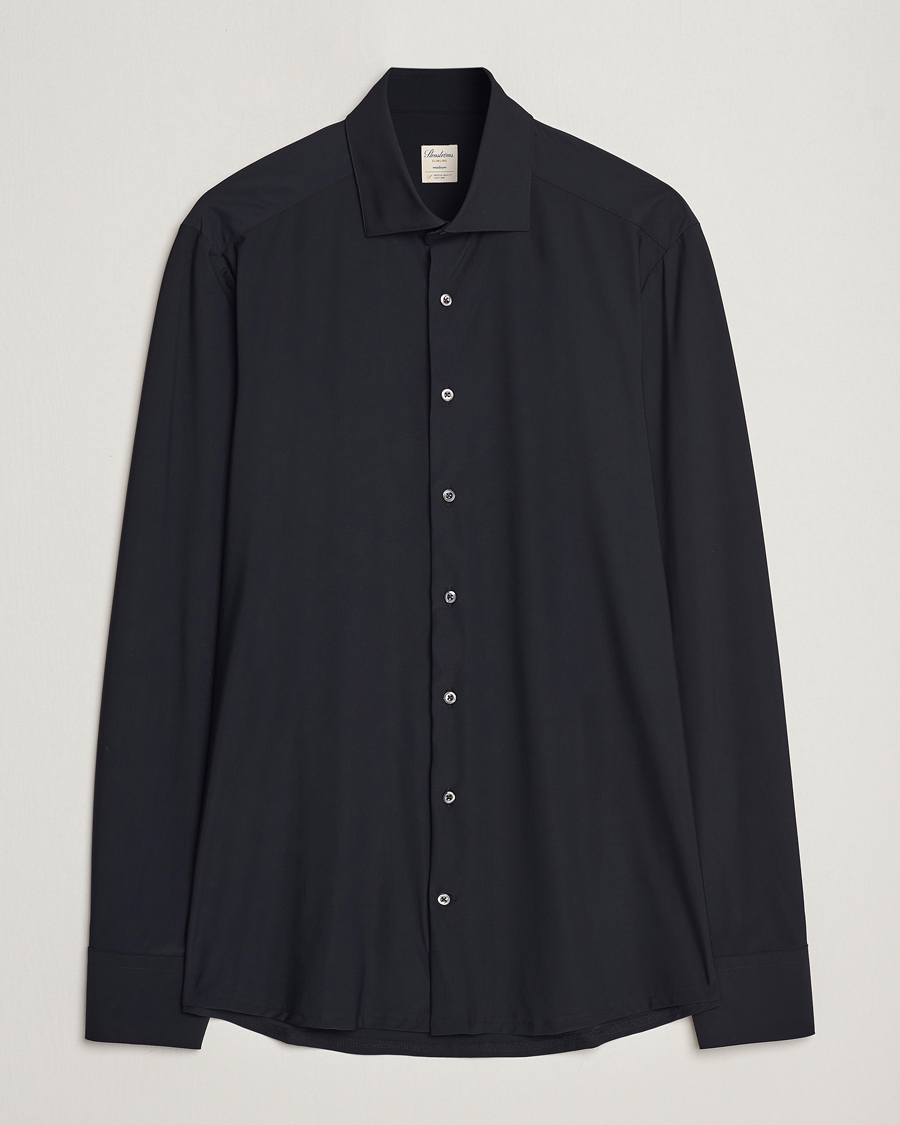 Herren | Hemden | Stenströms | Slimline Cut Away 4-Way Stretch Shirt Black