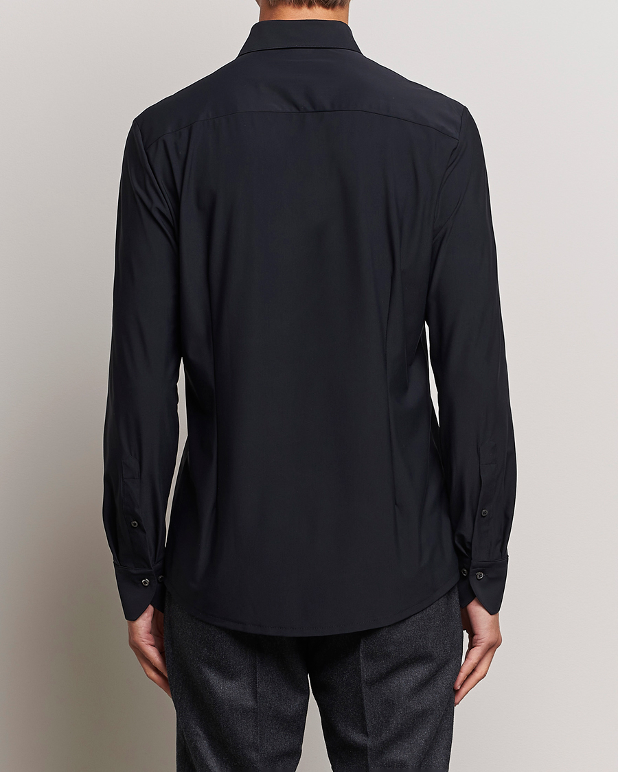Herren | Hemden | Stenströms | Slimline Cut Away 4-Way Stretch Shirt Black
