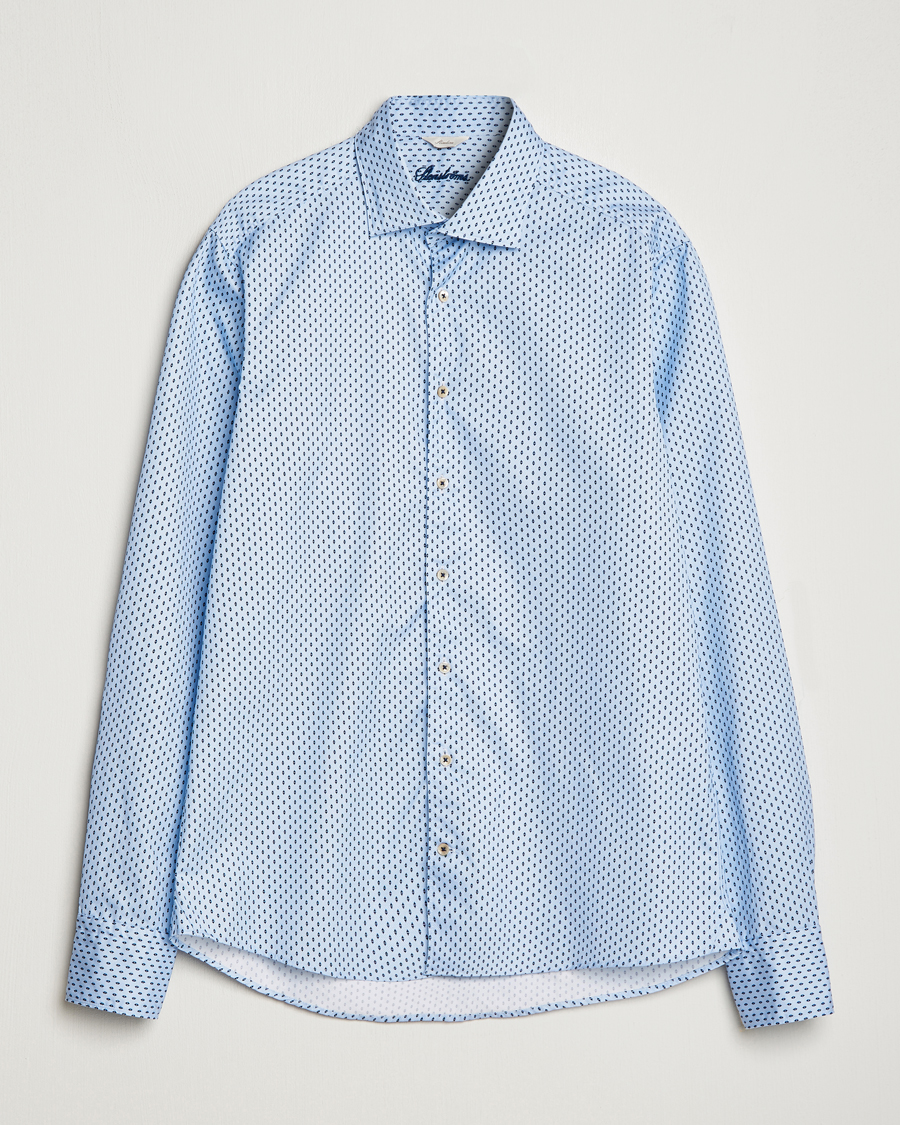 Herren |  | Stenströms | Slimline Printed Cut Away Shirt Light Blue