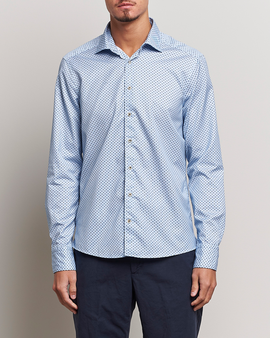 Herren |  | Stenströms | Slimline Printed Cut Away Shirt Light Blue