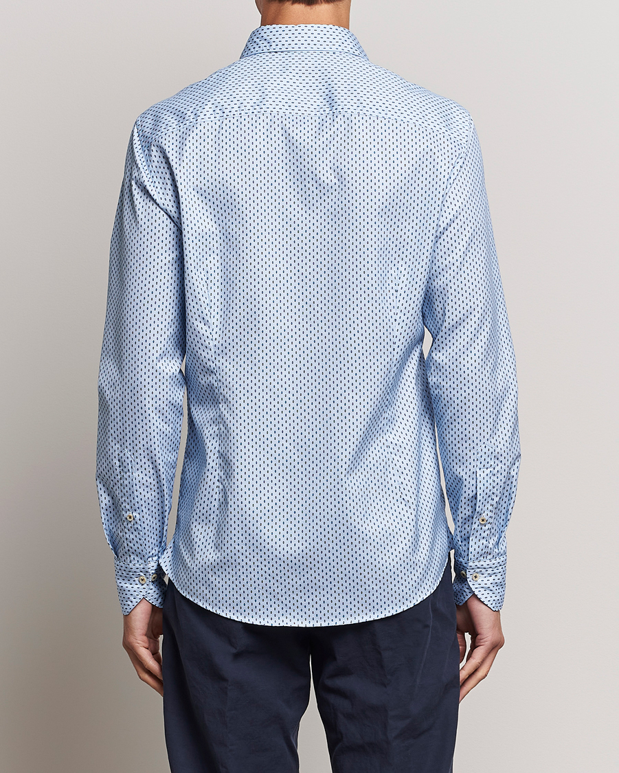 Herren | Hemden | Stenströms | Slimline Printed Cut Away Shirt Light Blue