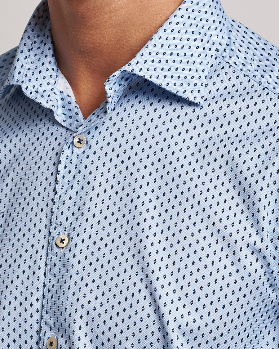 Herren | Hemden | Stenströms | Slimline Printed Cut Away Shirt Light Blue