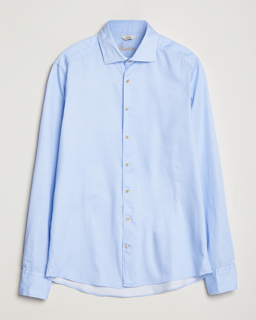 Herren |  | Stenströms | Slimline Printed Oxford Washed Cut Away Shirt Light Blue