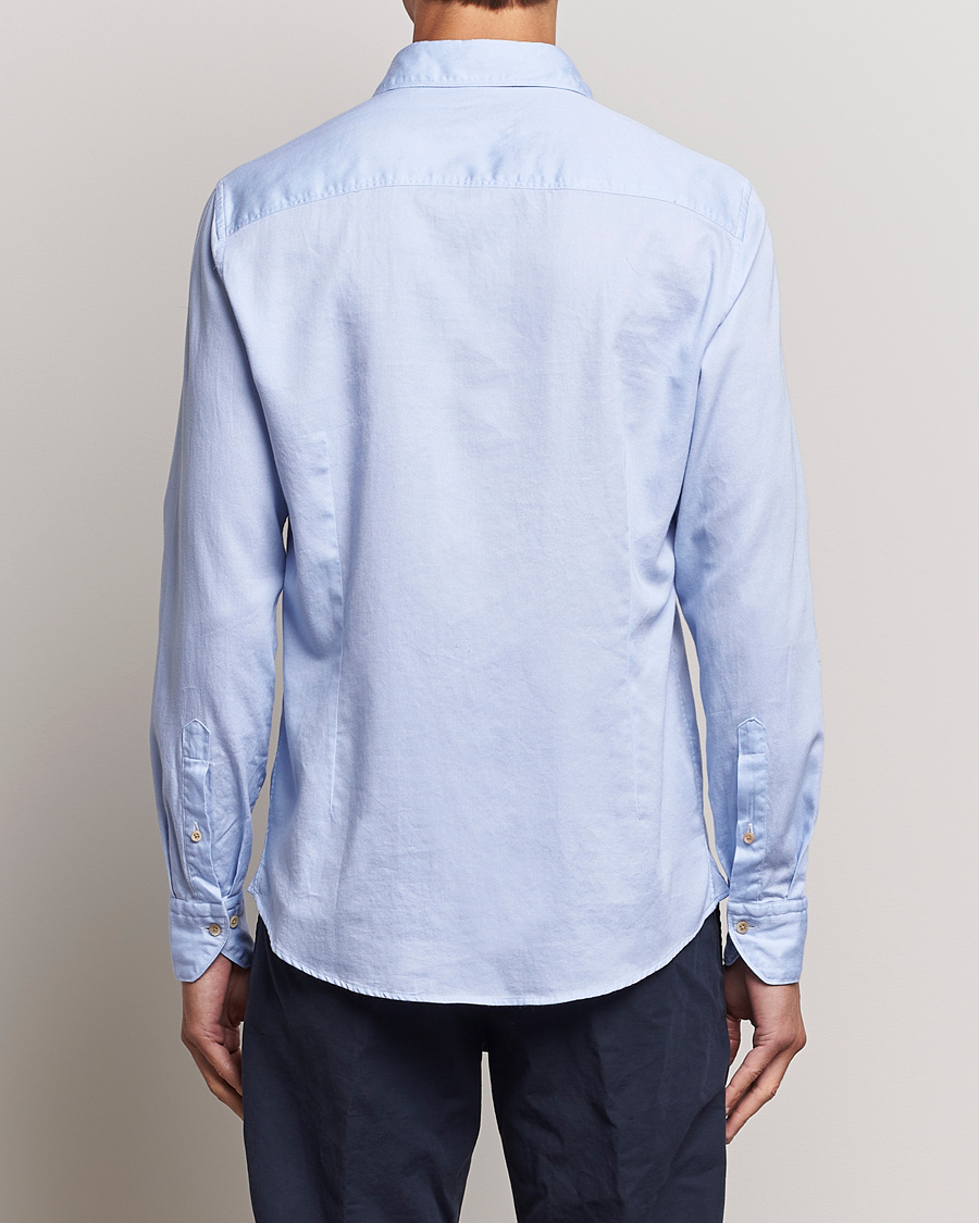 Herren | Hemden | Stenströms | Slimline Printed Oxford Washed Cut Away Shirt Light Blue