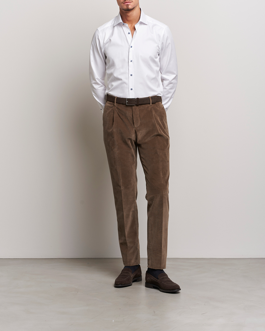 Herren | Hemden | Stenströms | Slimline Contrast Cut Away Shirt White