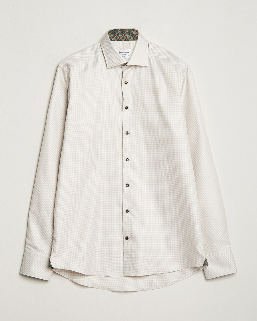 Herren | Hemden | Stenströms | Slimline Micro Structure Contrast Shirt Beige
