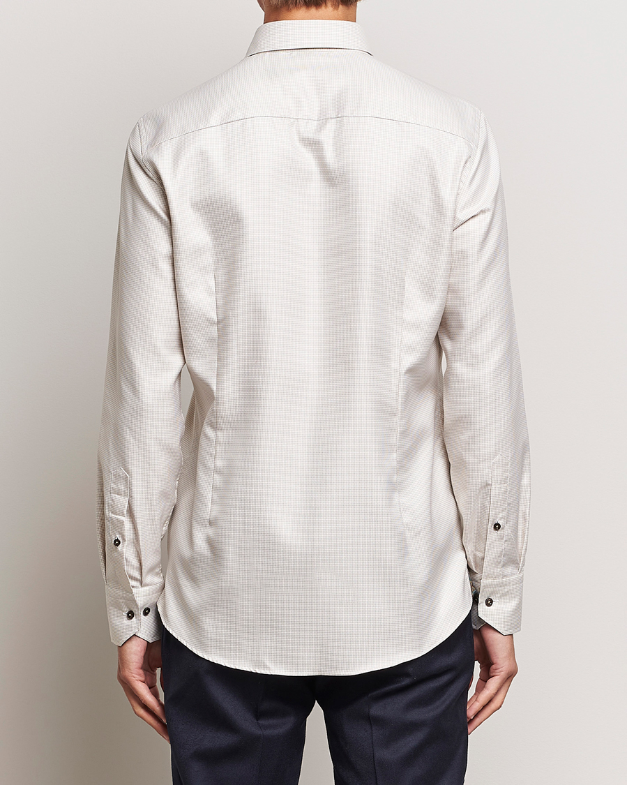 Herren | Hemden | Stenströms | Slimline Micro Structure Contrast Shirt Beige