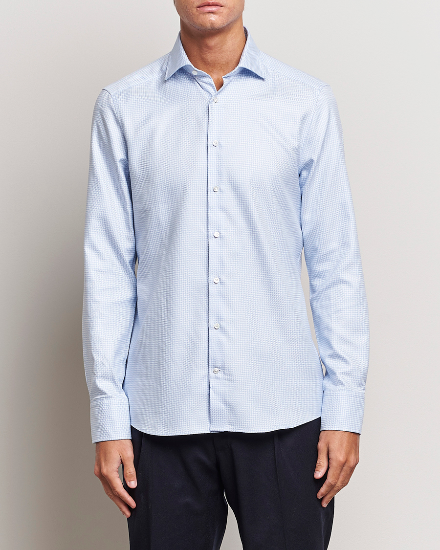 Herren |  | Stenströms | Slimline Micro Structure Cut Away Shirt Light Blue