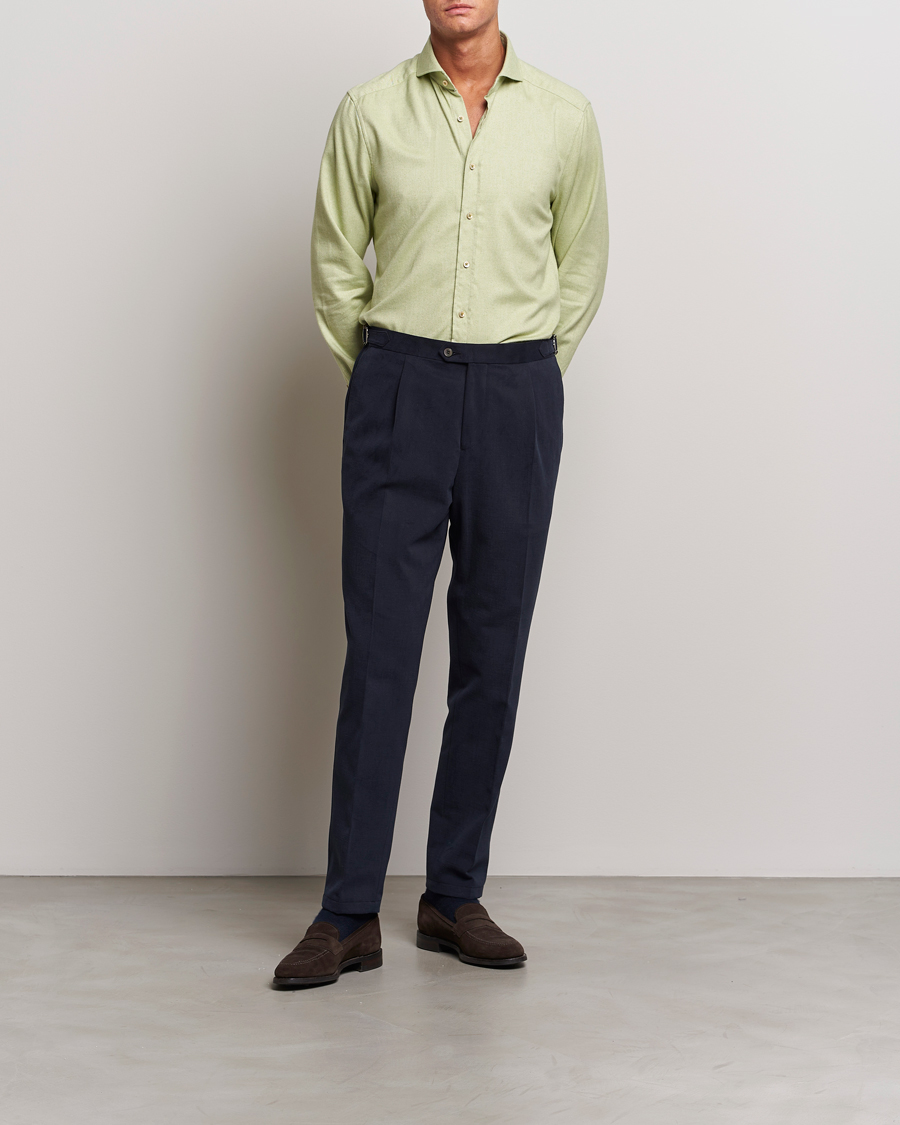 Herren | Hemden | Stenströms | Slimline Flannel Shirt Green