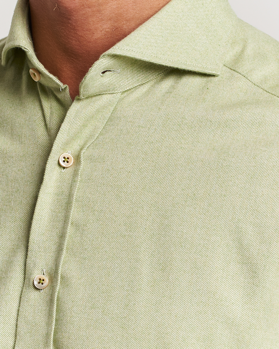 Herren | Hemden | Stenströms | Slimline Flannel Shirt Green