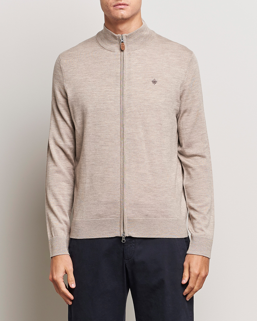 Herren | Pullover | Morris | Merino Zip Cardigan Khaki